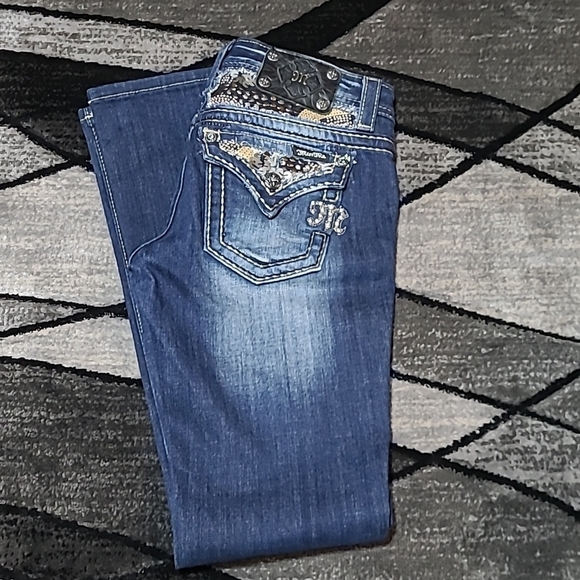 Miss Me Denim - MISS ME BLING SEQUINS RHINESTONES BOOT-CUT DENIM JEAN